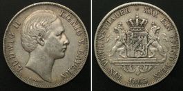 Vereinstaler BAYERN Taler 1865 LUDWIG II. Silber ss-vz