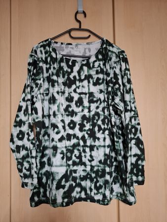Steilmann Langarmshirt Gr. 48, dunkelgrün, Glitzer