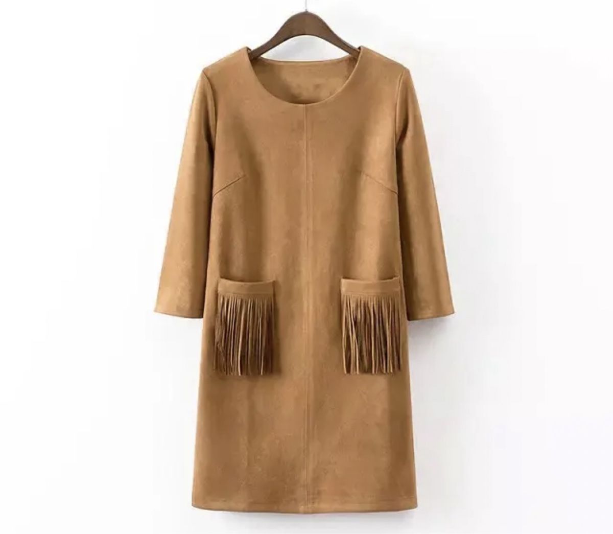 Kleider: Veloursleder-Optik Kleid Khaki Gr. S – Gebraucht aus Zollikerberg von Huglina 2