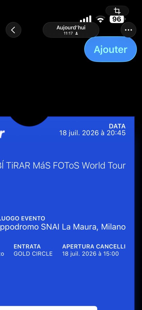 Biglietti: Ticket gold circle bad bunny 18.07 Milan – Usato da Genève venduto da ell_zc8m