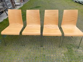 4 Sedorama Stapelstühle, Designerstühle Buche Chrom CH