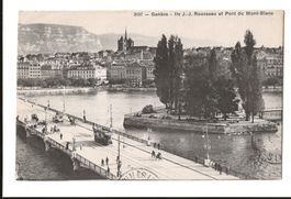 AK 1912 Genf, Belebt mit Tram und Kutschen und guter Marke