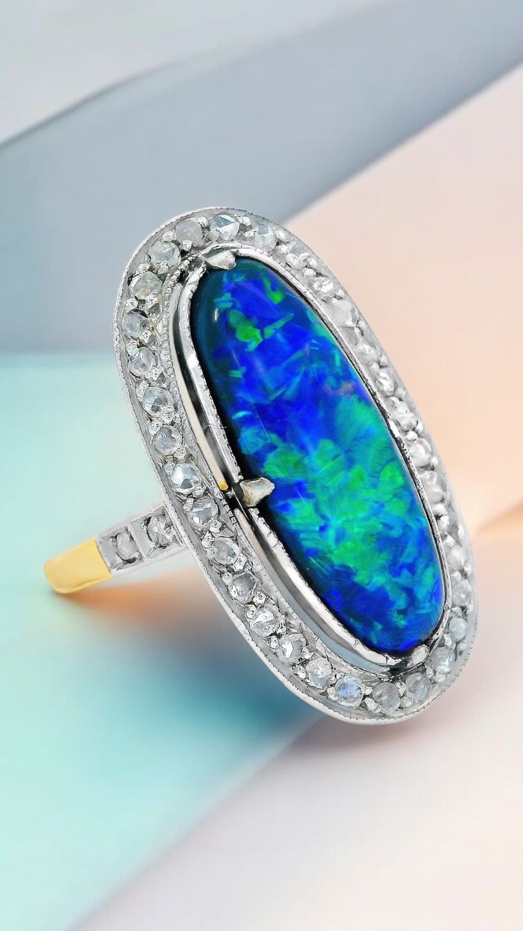 Ringe: Antiker 18k Gold Ring mit schwarzem Opal & Diamanten – Gebraucht aus Embrach von estzeh1 3