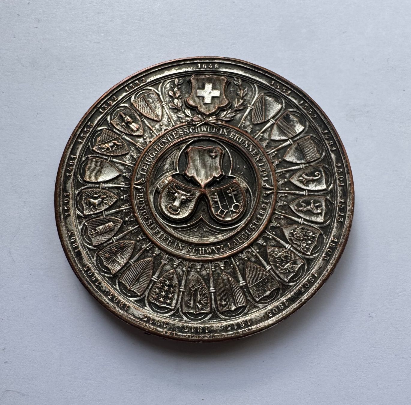 Medaglie: 1891 Medaille Bundesfeier – Usato da Kirchberg SG venduto da Helveticus00 1