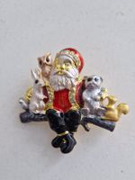 Tolle Weihnachtsbrosche, goldfarben mit verschiedenen Tieren
