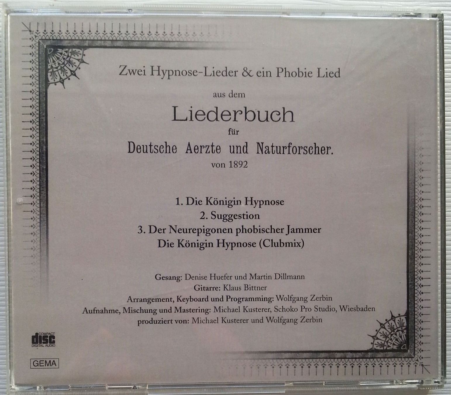 CD: Zwei Hypnose-Lieder und ein Phobie Lied von 1892 – Usato da Oberriet SG venduto da Manick 1