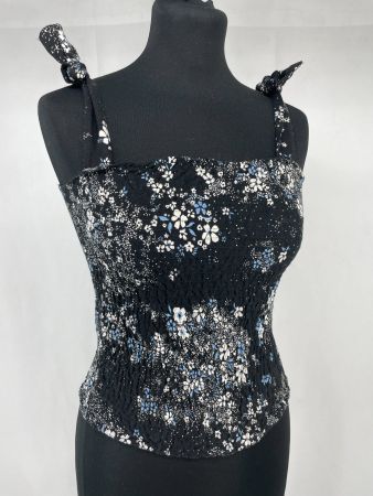CLOCKHOUSE Top à bretelles motif fleurs noir Taille S