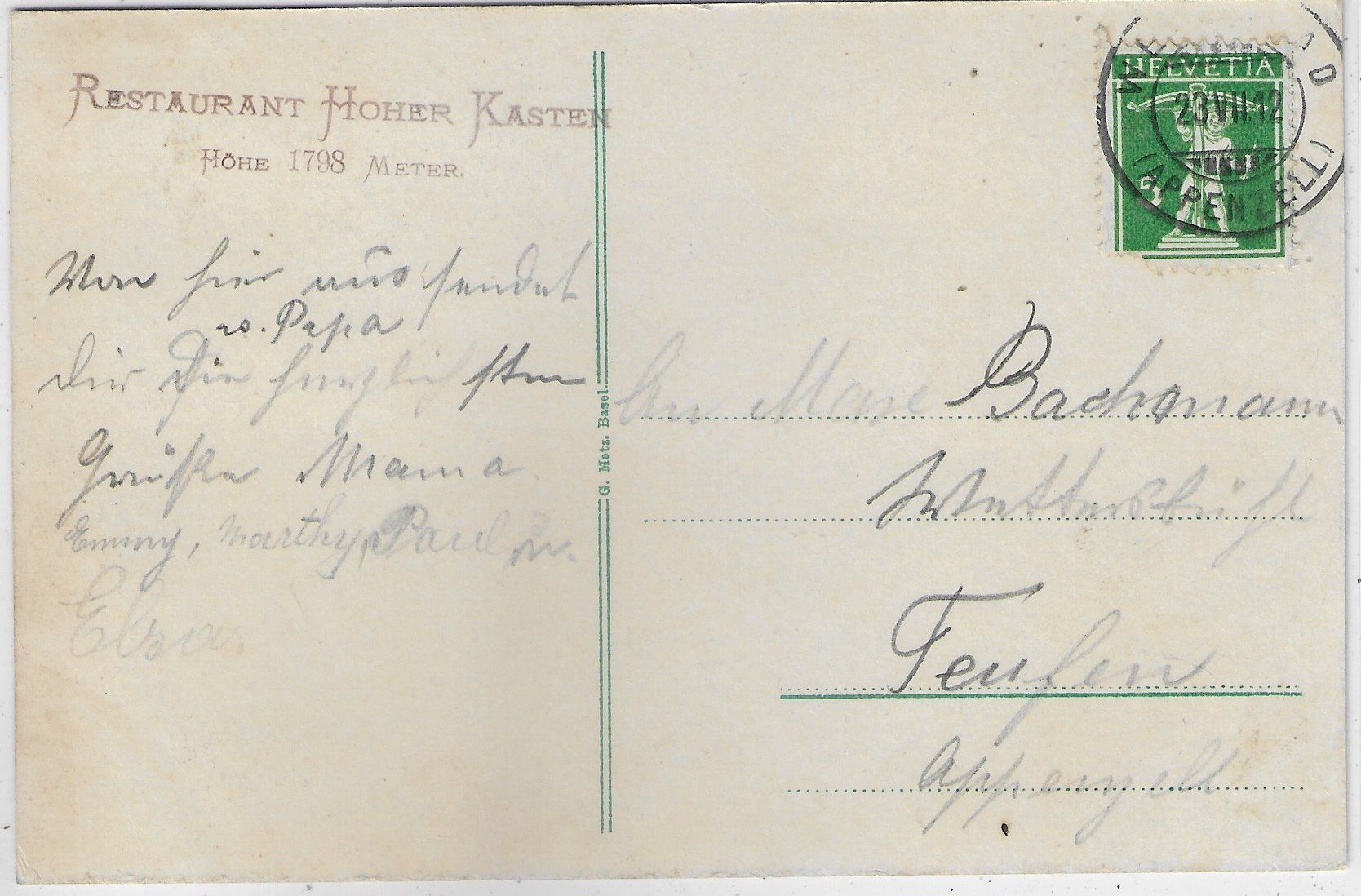 Cartoline postali: Hohen Kasten - Wappen-Litho - Multiview – Usato da Ettingen venduto da Kartenplanet 1