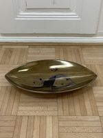 Grosse vintage Keramikschale goldene Glasur Boot Schale 70er