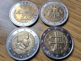 Osteuropa 2 EURO Kursmünzen 2007/20 - Lot 4 Stück!