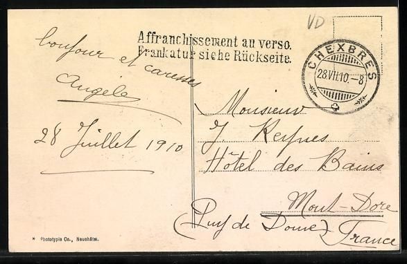 Cartoline postali: AK Chexbres, Panorama, 1910 – Usato da Berlin venduto da bartko-reher 1