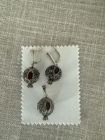 Silver Jewelry Set Pomegranate Earrings and Pendant