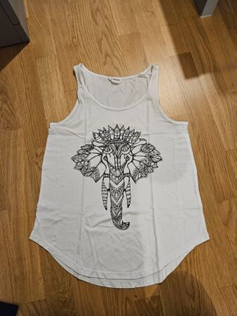 Débardeur blanc à motif éléphant/mandala, taille S, neuf!