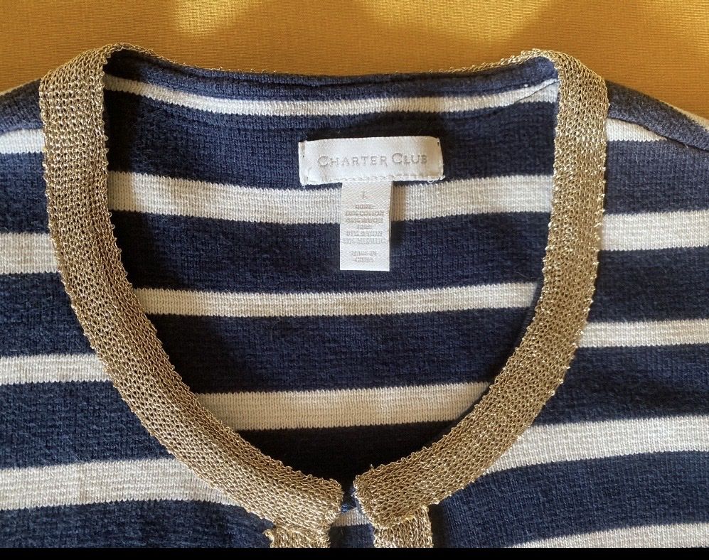 Giacche: Cardigan a righe con profilo oro – Usato da Breganzona venduto da BlueBlue 1