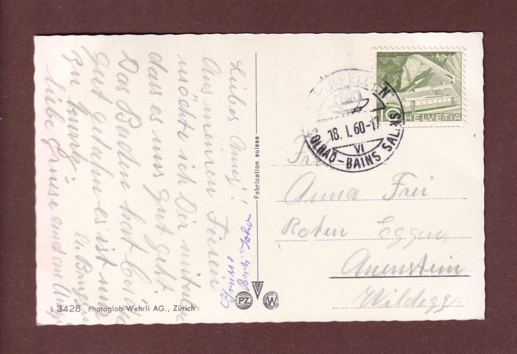 Cartoline postali: RHEINFELDEN - Sanatorium - 1960 – Usato da Pully venduto da nicecards-shop 1
