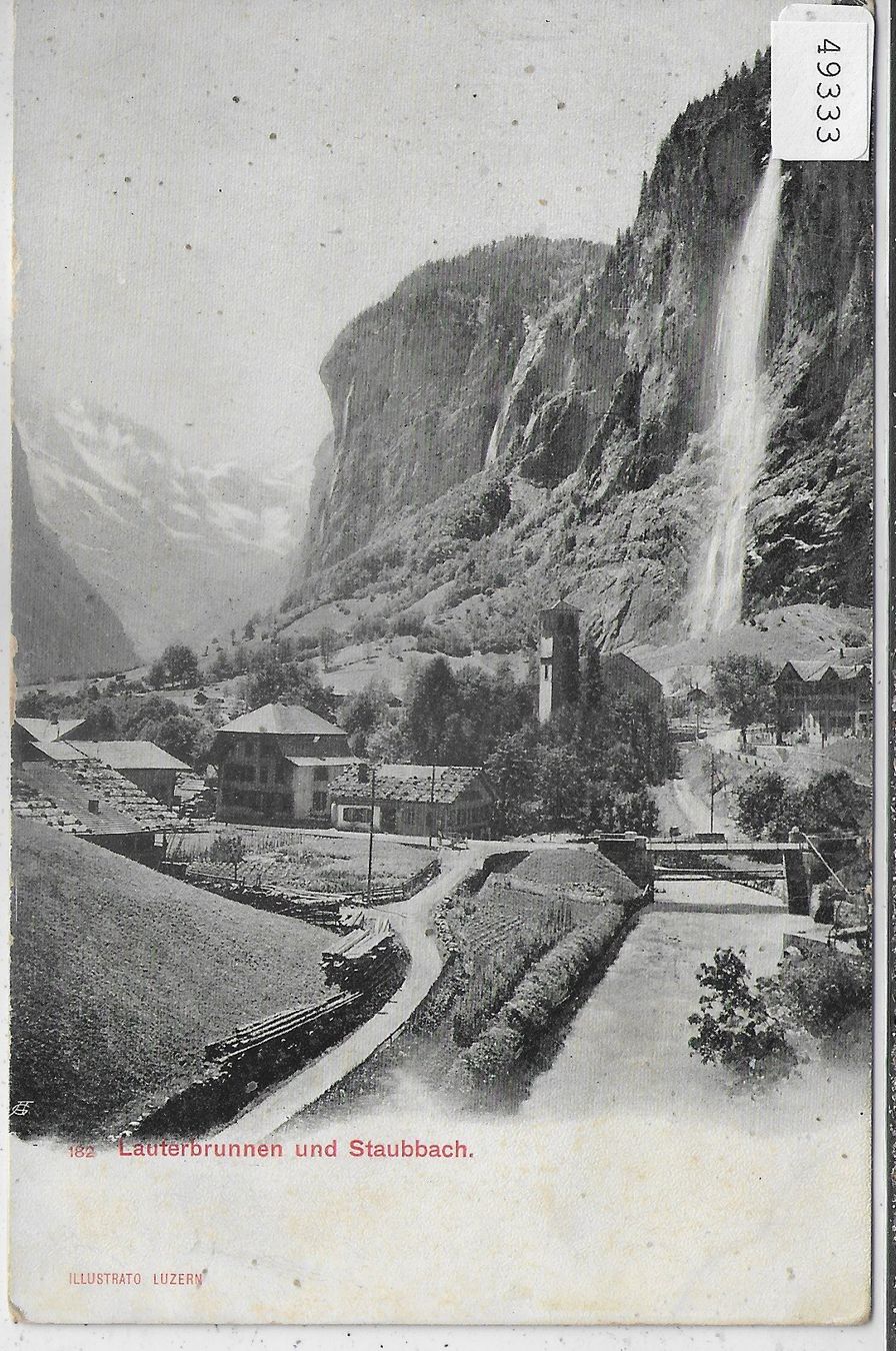 Ansichtskarten: Lauterbrunnen und Staubbach 1904 – Gebraucht aus Ettingen von Kartenplanet