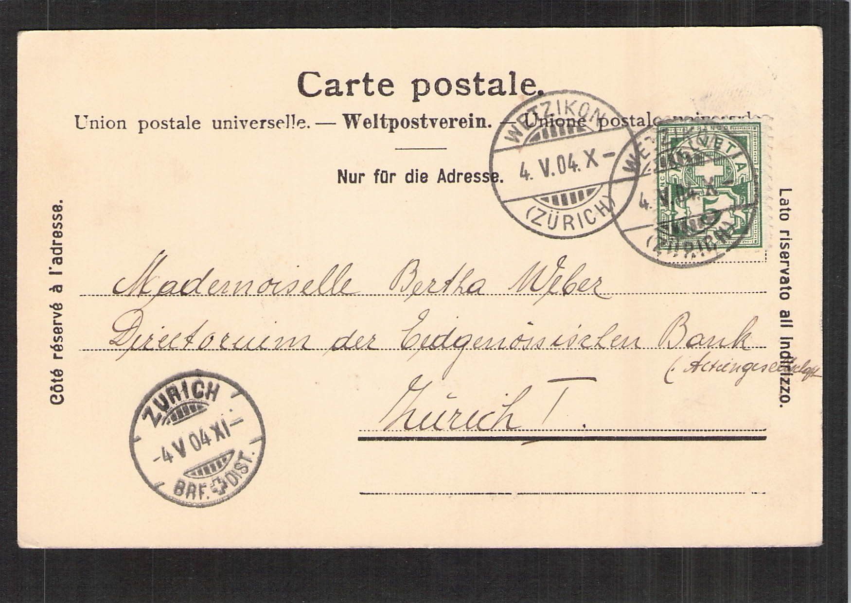 Ansichtskarten: #Gruss aus Uster , 3 bild , gel. 1904 – Gebraucht aus Reichenburg von Pipo-67 1
