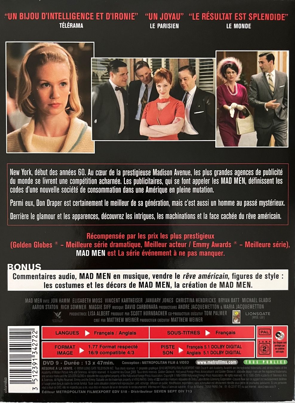 Tutti i DVDs: Mad Men - Saisons 1 à 3 – Usato da Le Crêt-p-Semsales venduto da staglione69 2