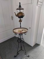 Antiker Teetisch aus Kupfer und Schmiedeeisen