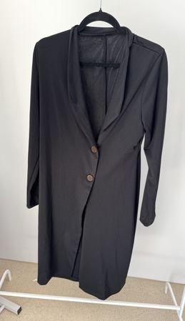 Long Blazer Coat Black Two Buttons Size XL New