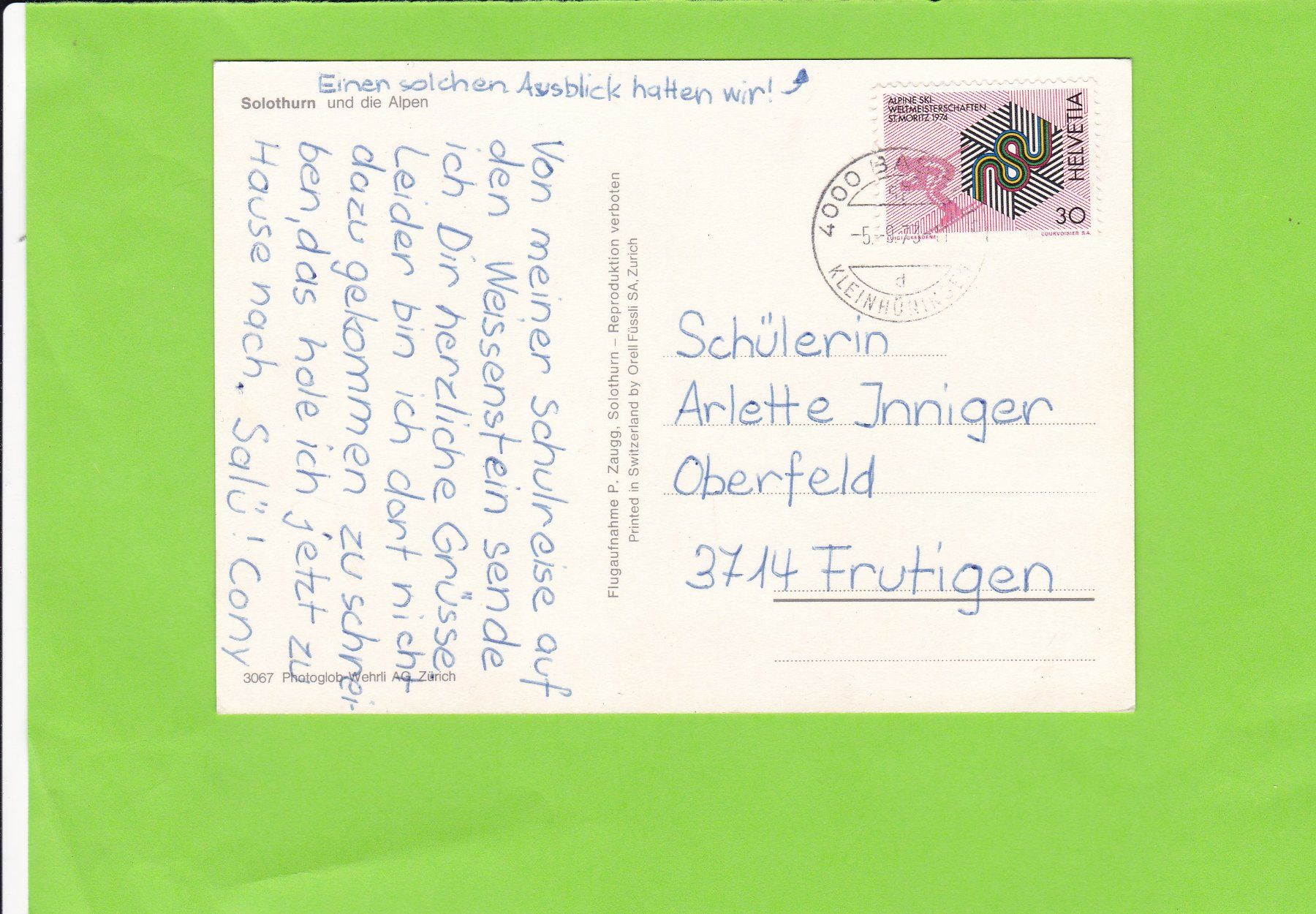 Cartoline postali: Flugaufnahme Solothurn – Usato da St. Peterzell venduto da neckertal 1