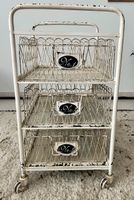 Vintage Chic Antique Metall Rollwagen mit 3 Körben