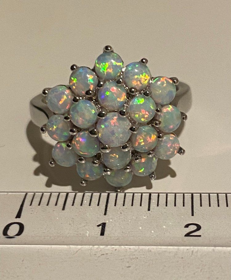 Anelli: Ring Silber 925 Weissgold vergoldet mit Opalen – Nuovo e nell'imballaggio originale da Matten b. Interlaken venduto da kero71 9