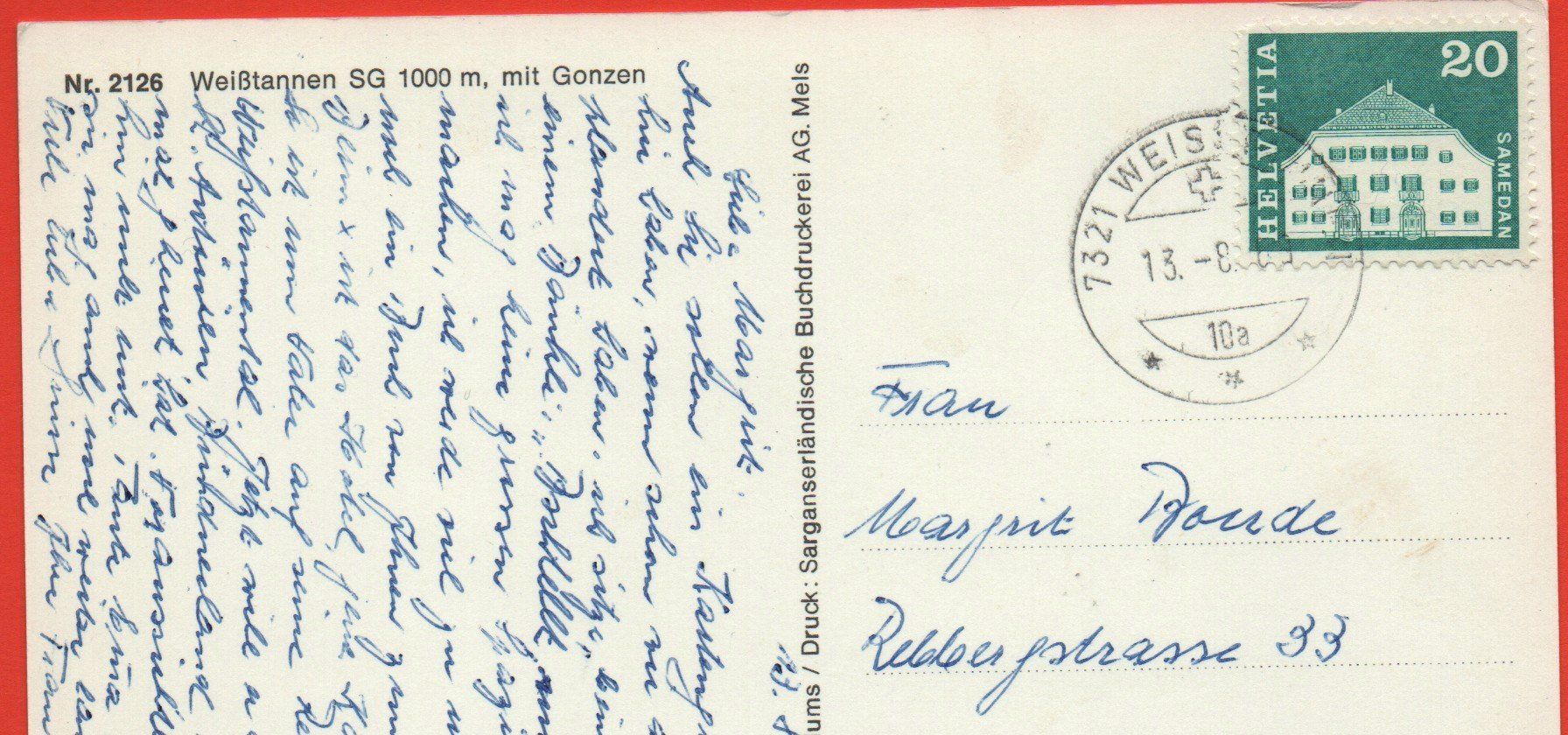 Cartes postales: WEISSTANNEN SG mit Gonzen – D'occasion à Jona par philajona 1