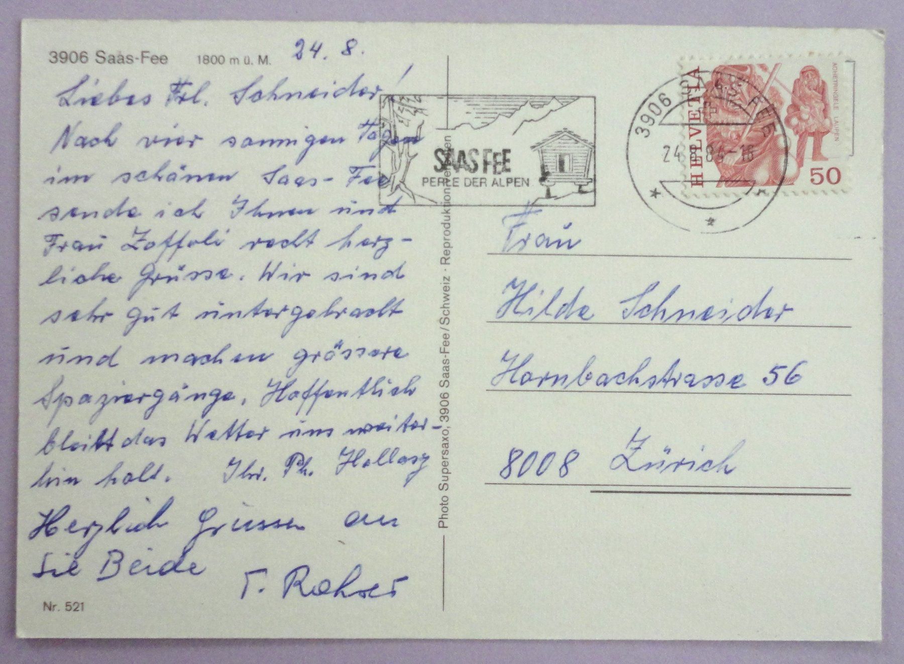 Cartes postales: Saas Fee 1800 m ü.M. – D'occasion à Fétigny par Billy2miny 1