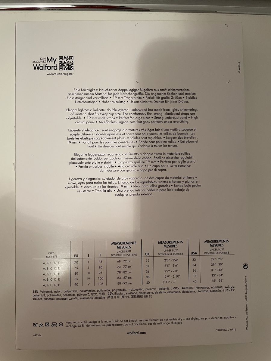 Altra biancheria intima: Wolford BH, neu, Grösse 70B – Nuovo e nell'imballaggio originale da Wilderswil venduto da Renaissance1 9