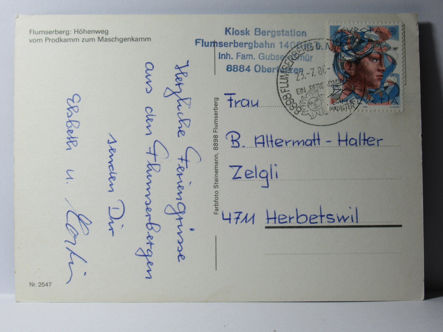 Ansichtskarten: Flumserberg , Höhenweg – Gebraucht aus Grenchen von frechri 1