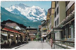Wengen Hauptstrasse mit Jungfrau  1970
