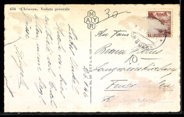Ansichtskarten: AK Chiasso, Veduta generale, 1946 – Gebraucht aus Berlin von bartko-reher 1