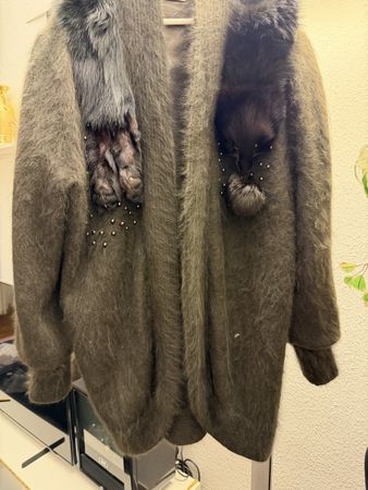 Cardigan Angora Vintage "Shine" avec fourrure véritable