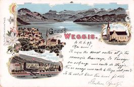 uralte LITHO Ansichtskarte WEGGIS 11.6.1899 - sehr schön