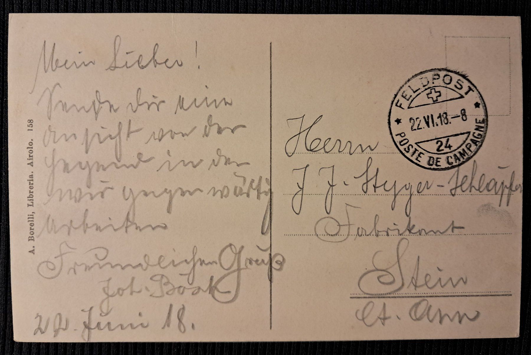 Cartoline postali: ALL'ACQUA 1918 - ANIMATA - FELDPOST – Usato da Ponto Valentino venduto da giorgia06 1