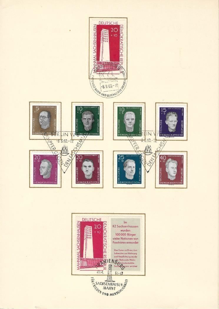 Alle Briefmarken: DDR 1960 Gedenkstätte Sachsenhause Mappe – Gebraucht aus Wil SG von fva01