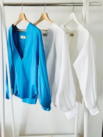 Mos Mosh Bluse, Grösse XS & L Weiss/Blau, NEU!