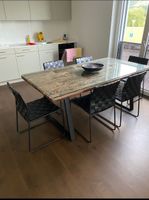 Esstisch Holz Metall Glas 190cm Landhausstil