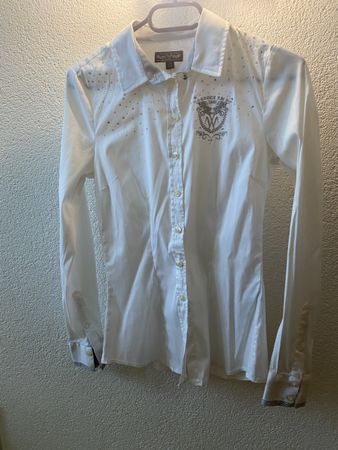 Damenbluse Marke SOCCX TM Bluse Gr. XS 34 weiss Glitzer