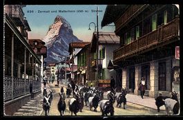 Zermatt, Strasse mit Matterhorn, Ziegenh