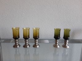 Schnapsgläser, Likörgläser mit Zinnfuss