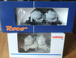 Märklin 4661 DB+Roco 67847 DR, 2 Wagons silos "Comme neufs"