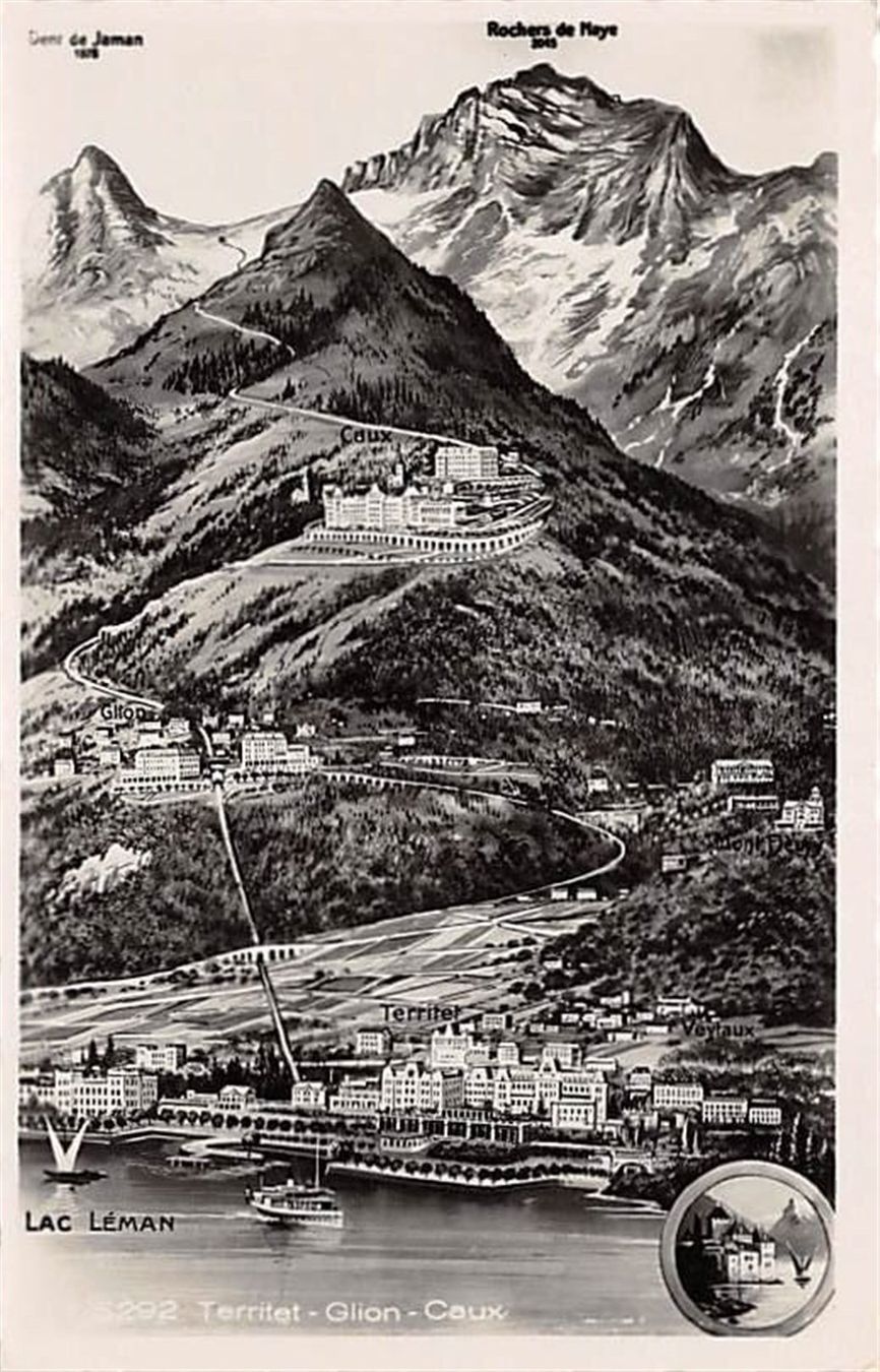 Cartoline postali: Territet, Glion, Caux – Usato da Ottikon b.Kemptth. venduto da Neptun1974