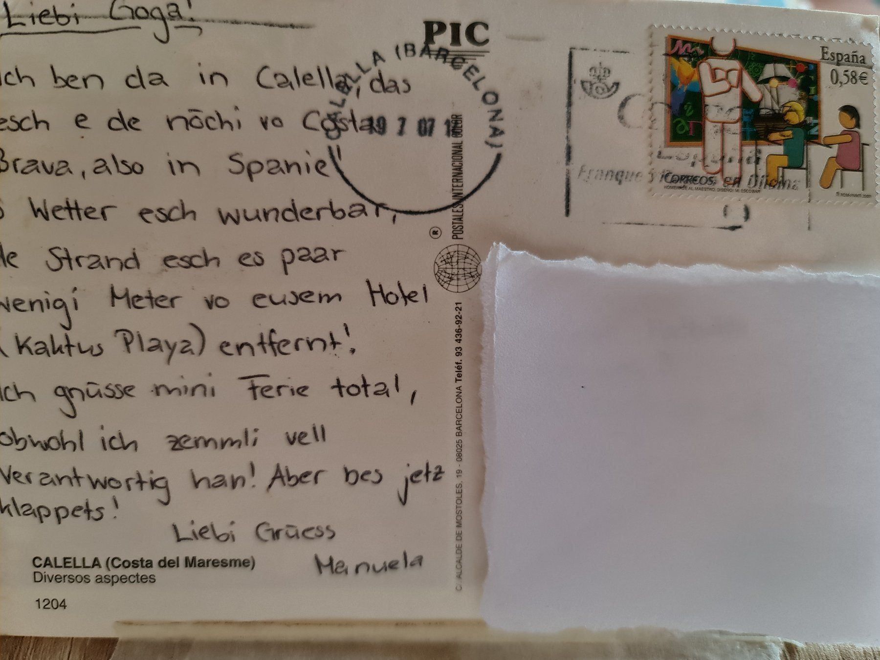 Cartoline postali: Ansichtskarte Calella Spanien – Usato da Dintikon venduto da Vexi 1