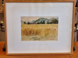 Signiertes Aquarell Landschaft Schweiz 1960er