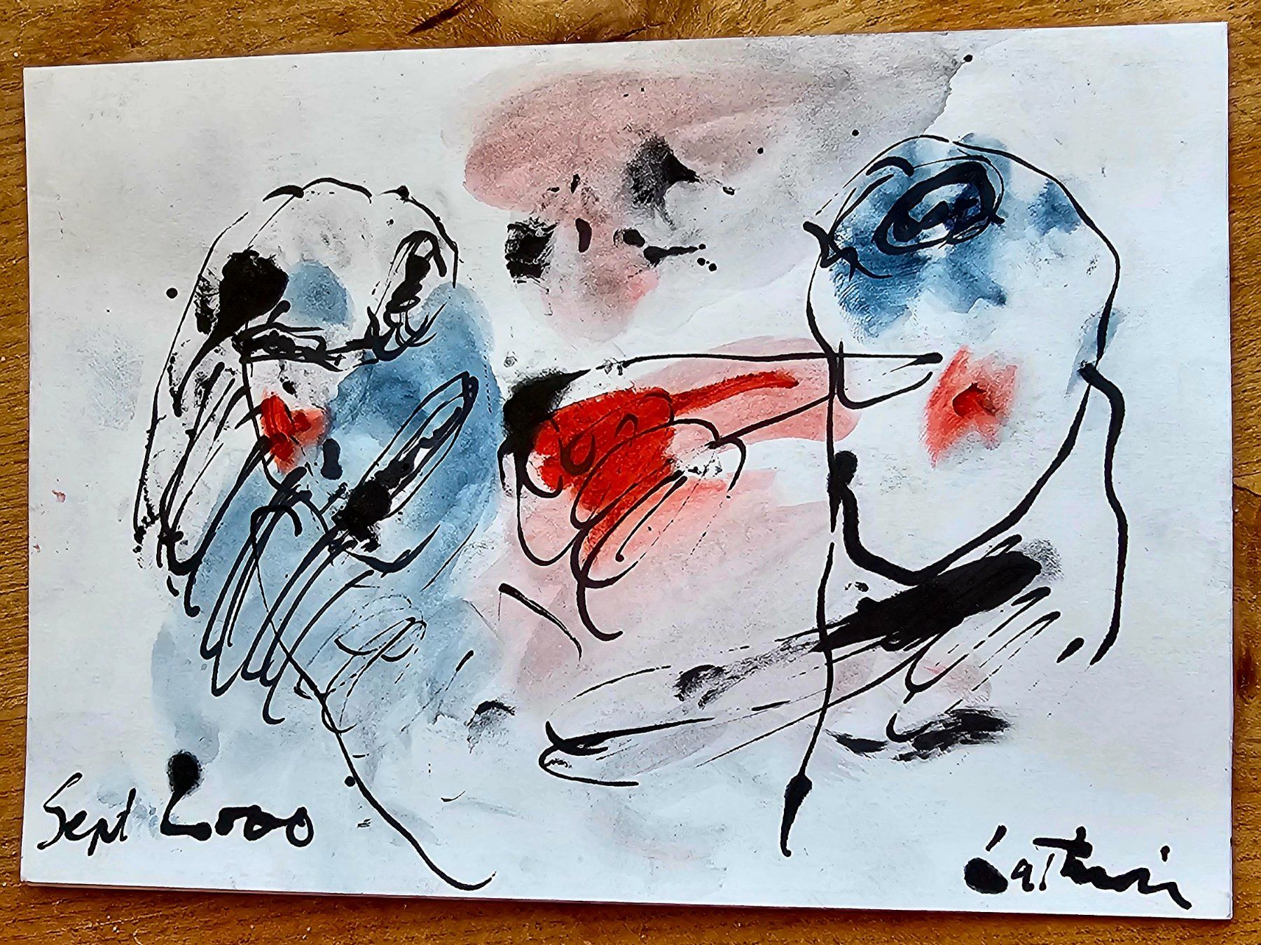 Gemälde: LUC LATHION - Dessin original signé, 2000 – Gebraucht aus Les Valettes von Nuba1