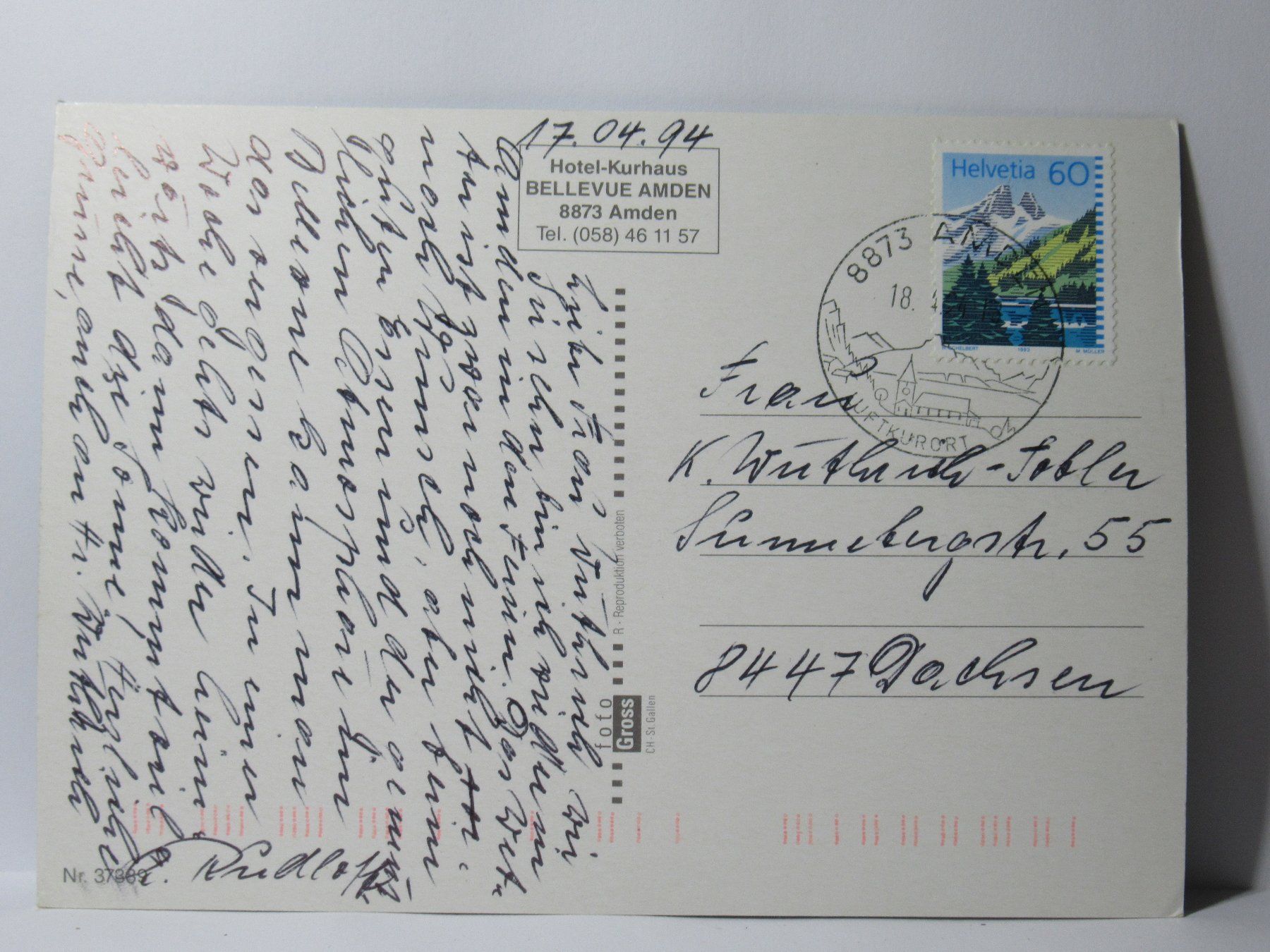 Cartes postales: Hotel Bellevue ,  Amden  1973 – D'occasion à Grenchen par Bluemchen1900 1