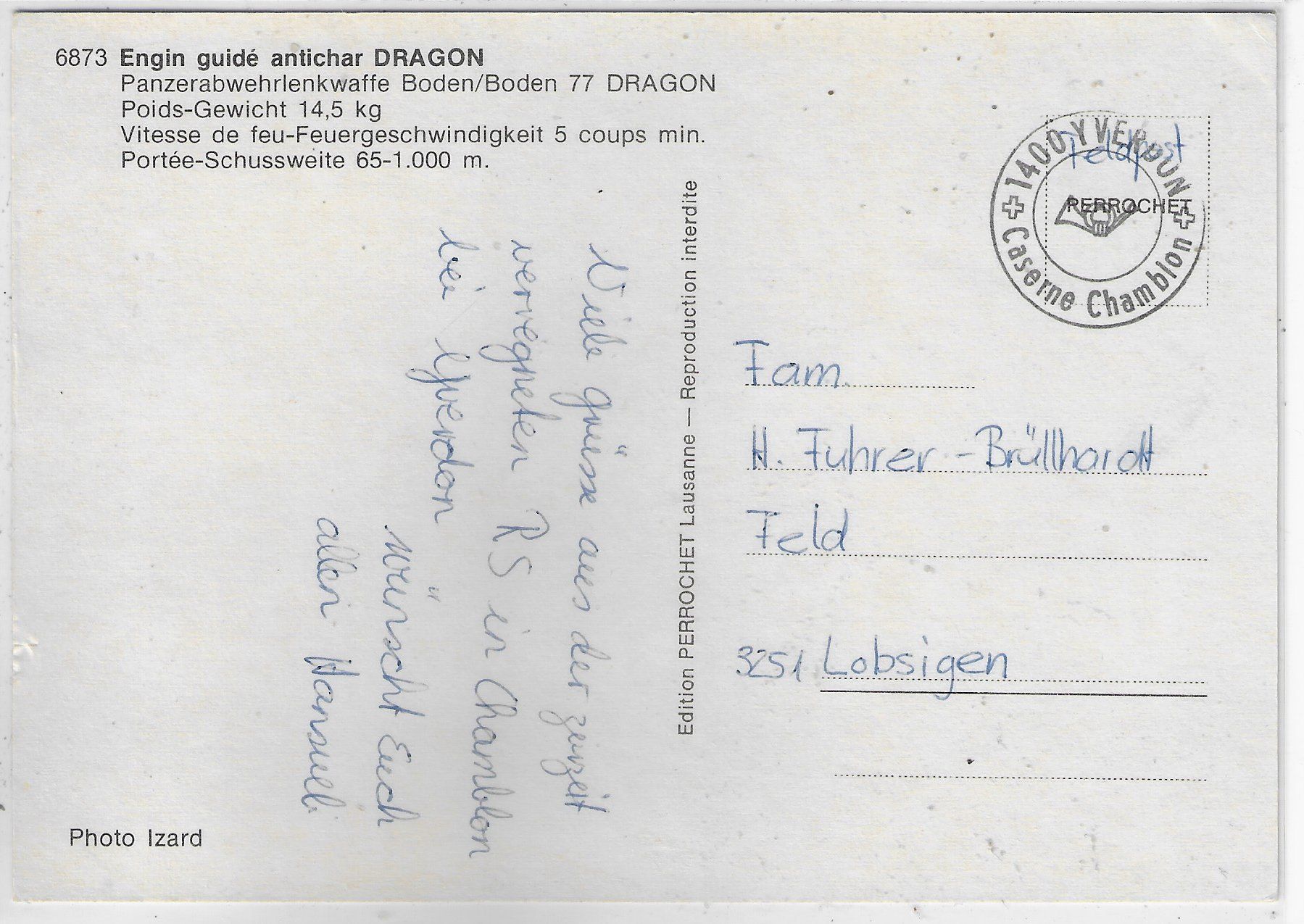 Cartes postales: Panzerabwehrlenkwaffe Boden/Boden 77 Dragon – D'occasion à Ettingen par Kartenplanet 1