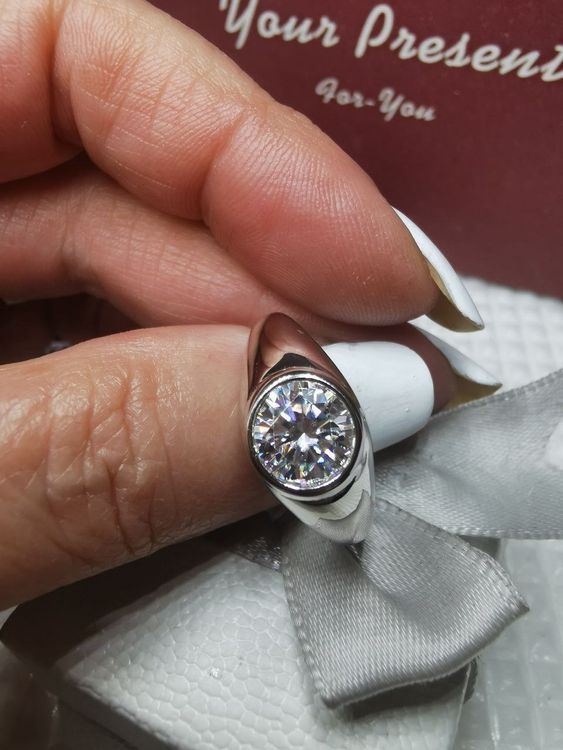 Bague Solitaire Argent Avec Diamant Ou Moissanite - Neuf Sans Emballage